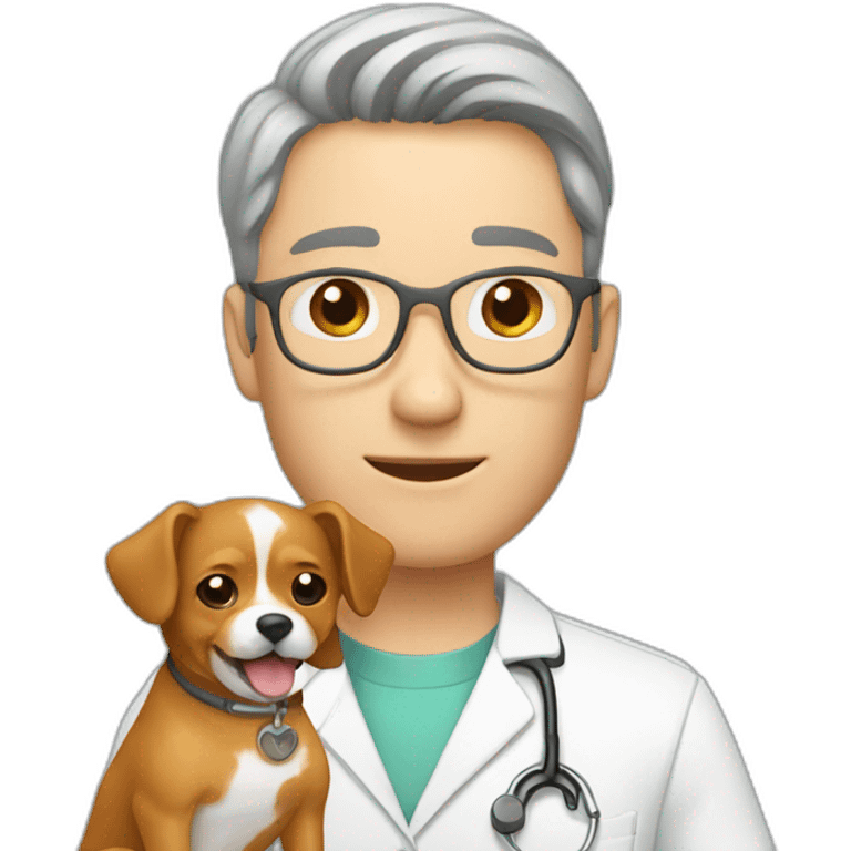 veterinarian with a small ginger dog emoji