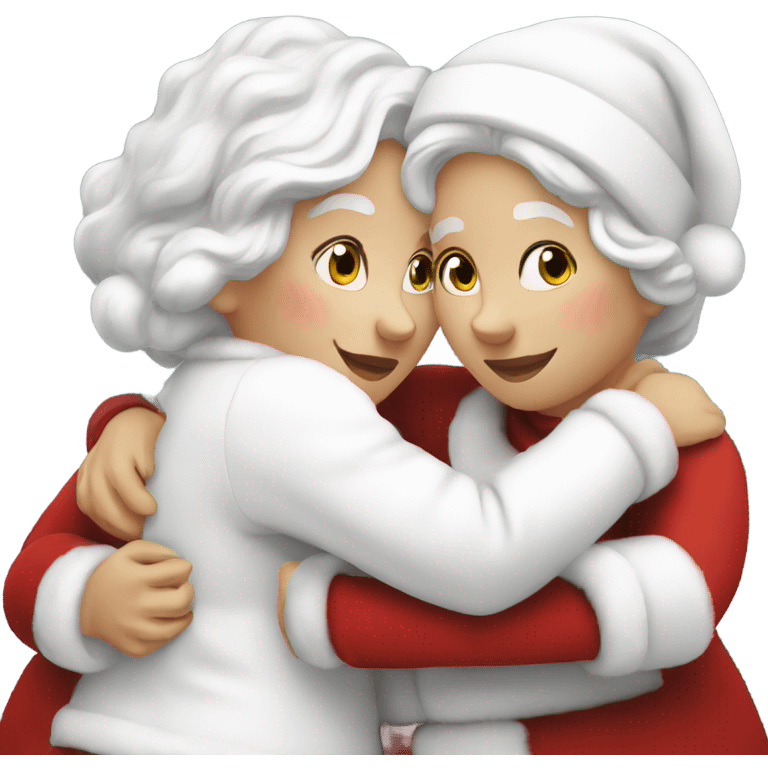 two white mrs claus hugging emoji