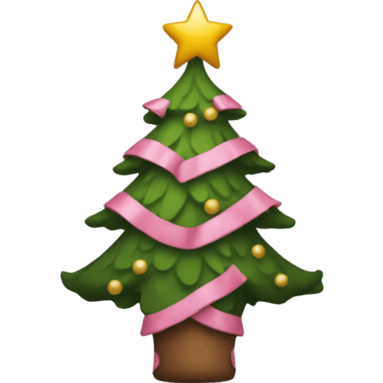 Christmas tree with pink decoration  emoji