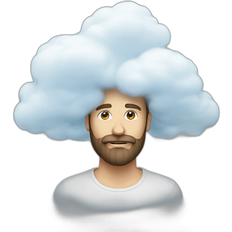 a man white man with a beard and a big cloud infront of his face emoji