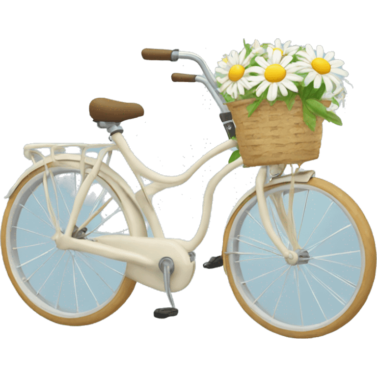 Beach bicycle with front basket with daisies  emoji