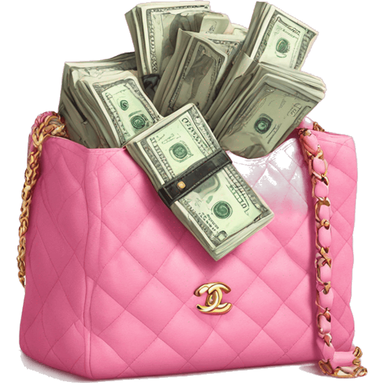 Money stack in a pink Chanel bag  emoji