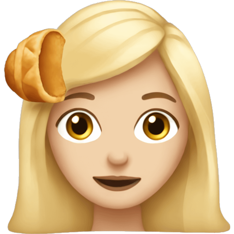 Blond girl and croissant  emoji