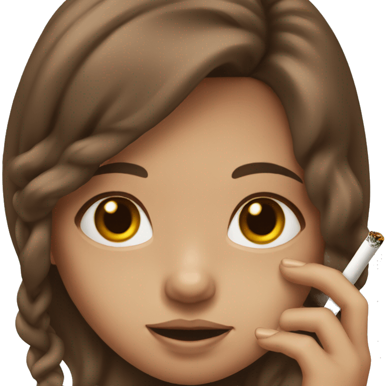 girl with long brown hair holding a cigarette  emoji