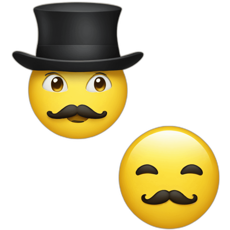 Yellow round face emoji with french moustache emoji