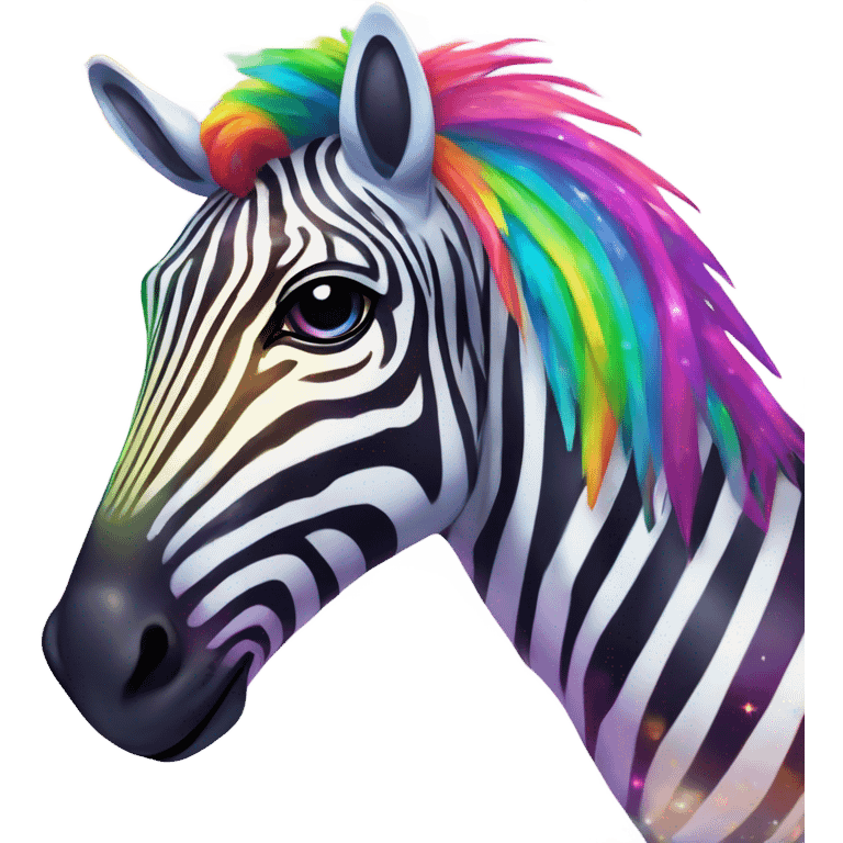 Lisa frank zebra with glitter rainbow stripes emoji