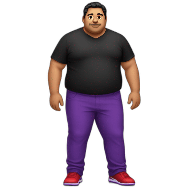 Fat latino Guy with red pants and purple shoes and black shirt emoji