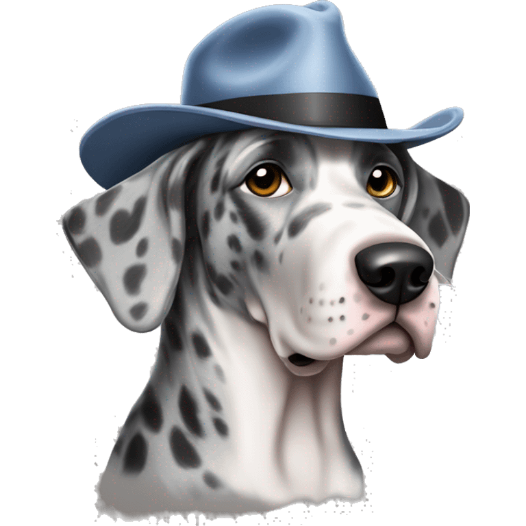 Blue Merle Great dane wearing fedora  emoji