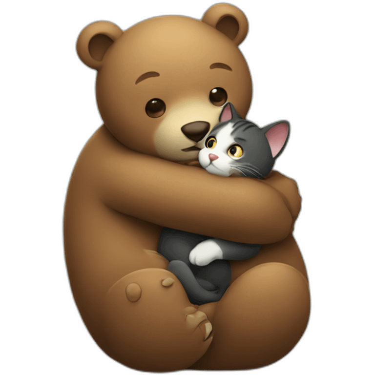 Bear hugging a cat emoji