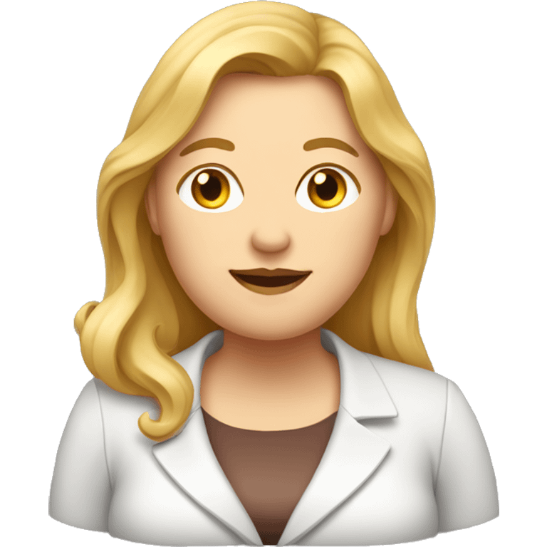 Obesity. A middle-aged woman with golden long hair, dressed in professional attire. emoji