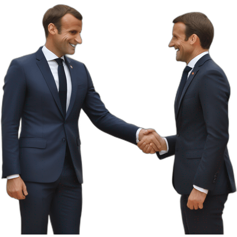 emmmanuel macron shaking hand with a saussage emoji