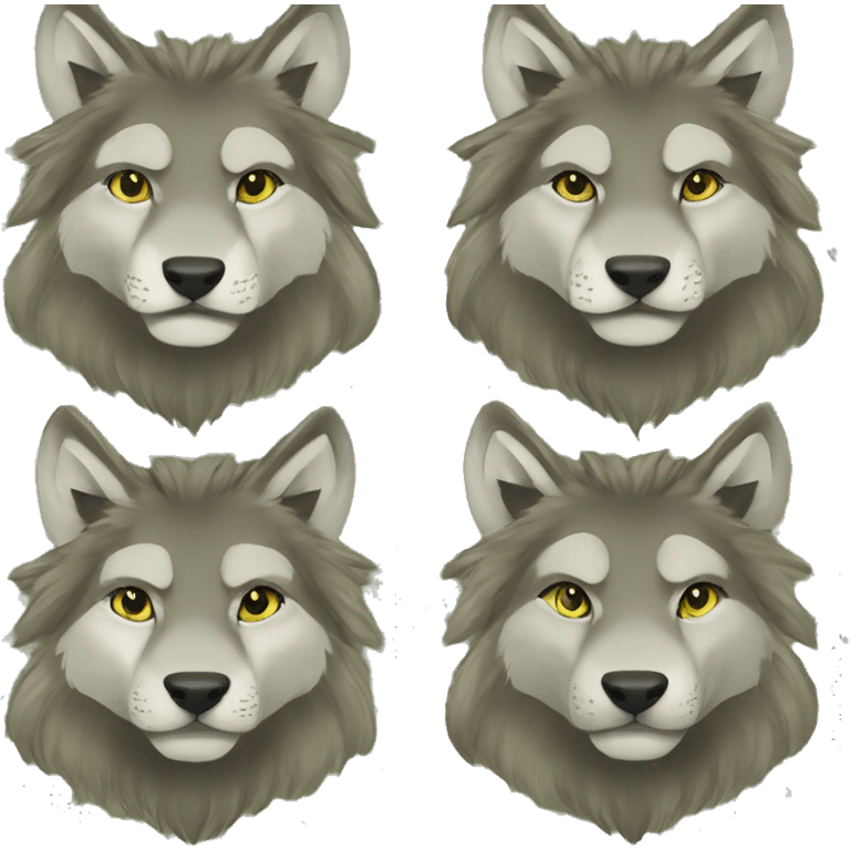 Musty green olive gray brown camo wolf lion dragon hybrid sparkling glittering wolf emoji