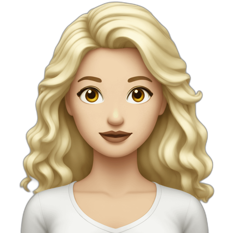 Femme blanche cheveux blond yeux gris tache de rousseur emoji