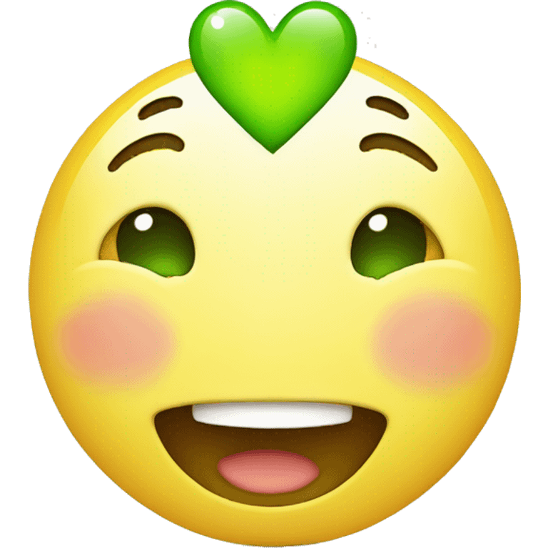 happiness face with green heart emoji