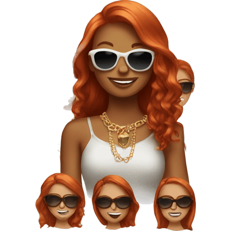 Red Hair girl in sunglasses with jewelry emoji