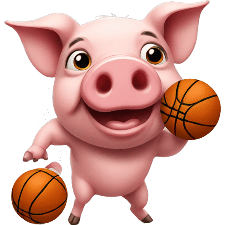 Pig playing basketball emoji