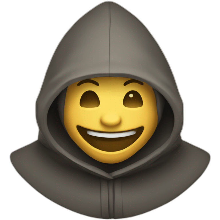 medieval saboteur laughing and escaping, hooded emoji