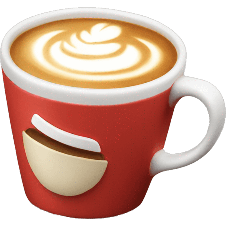 cafe latte in red and white mug emoji