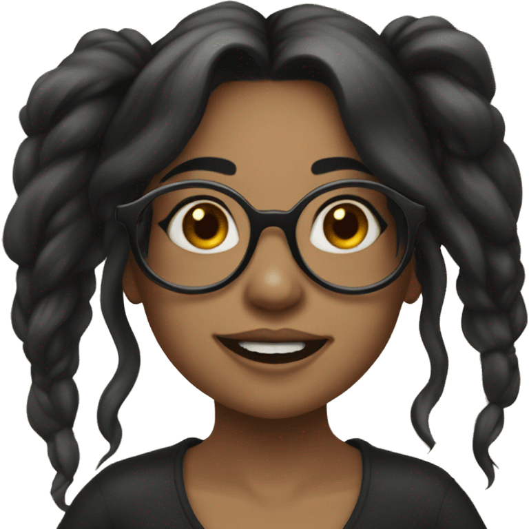 girl with glasses and black longhair and septum ring emoji