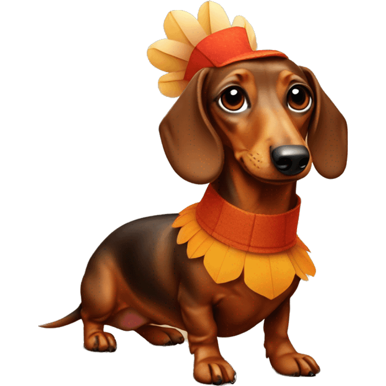 Dachshund dressed as a turkey  emoji