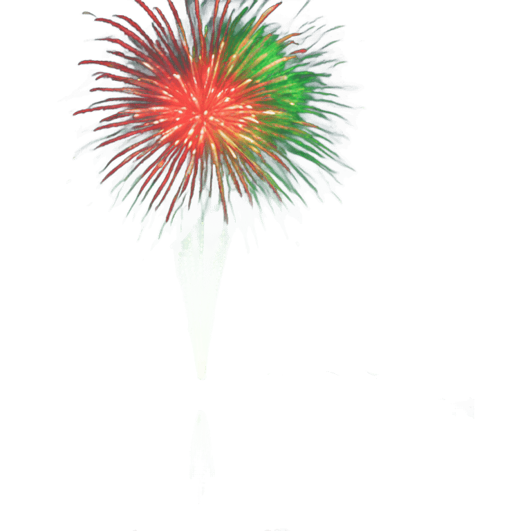 Red and green fireworks over pond emoji