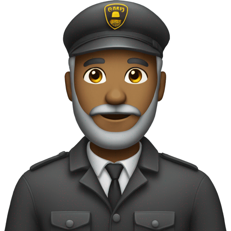 create a dark-skinned taxi driver emoji with a gray beard and wearing a beret. emoji