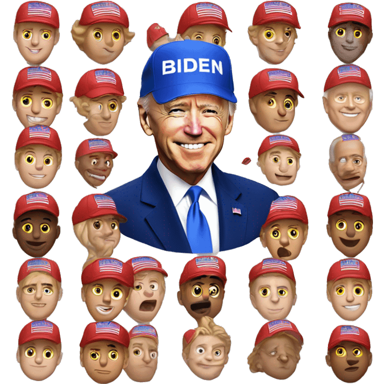 Joe Biden wearing a MAGA hat emoji