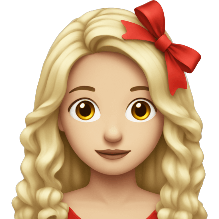 Brunette half blonde girl with red bow emoji