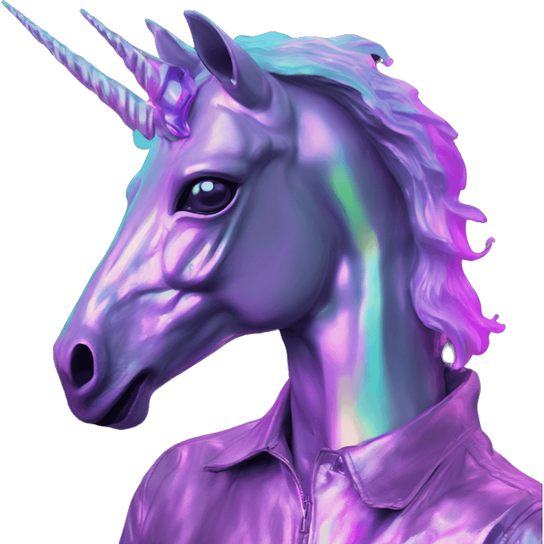 .Zombie_ Vaporwave black holographic oilslick zombie unicorn  emoji