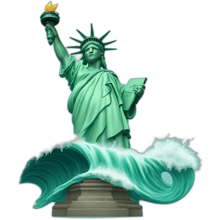 statue of liberty on a wave emoji