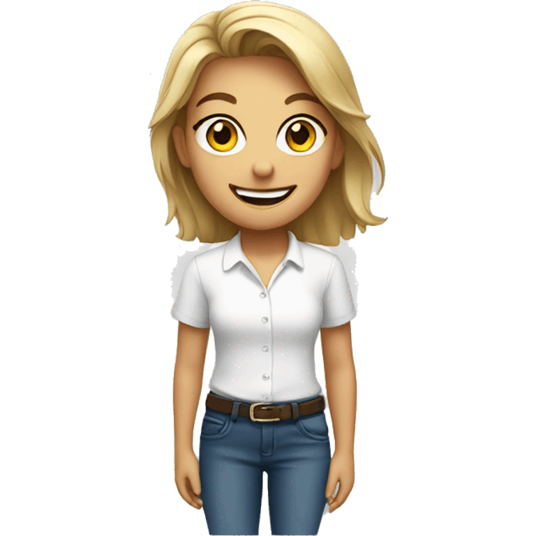 smiling girl in white shirt emoji