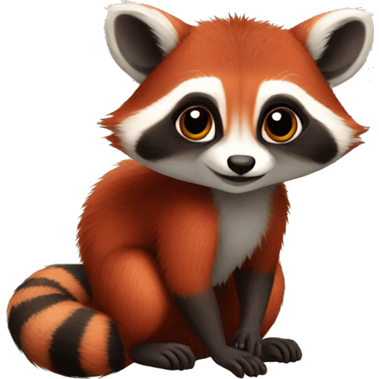 Cute red raccoon-lemur-hybrid full body emoji