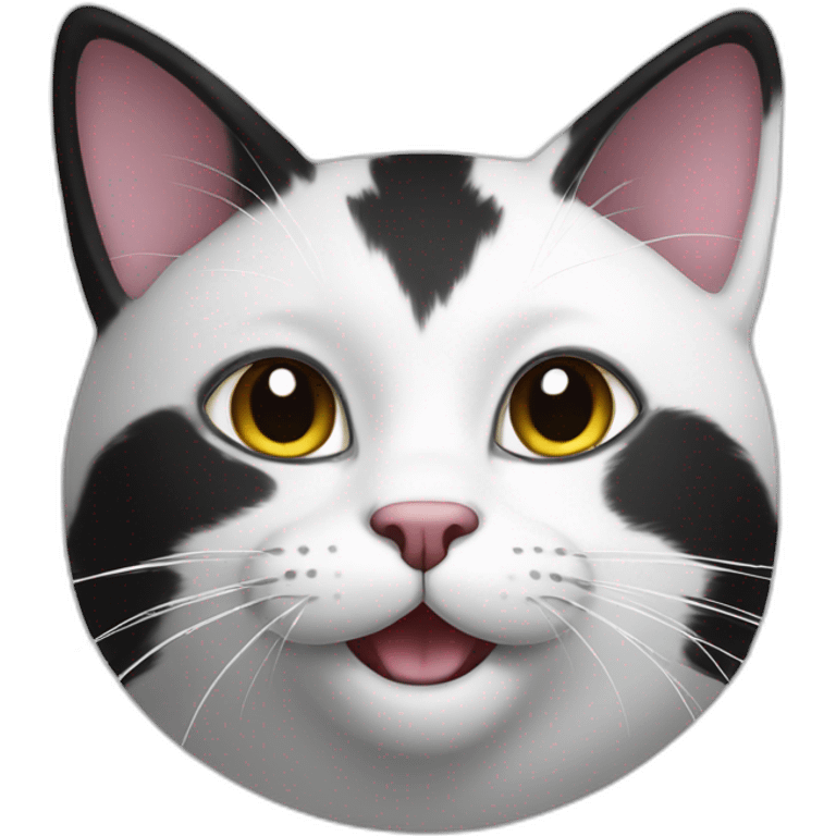 black and white cat smiling emoji