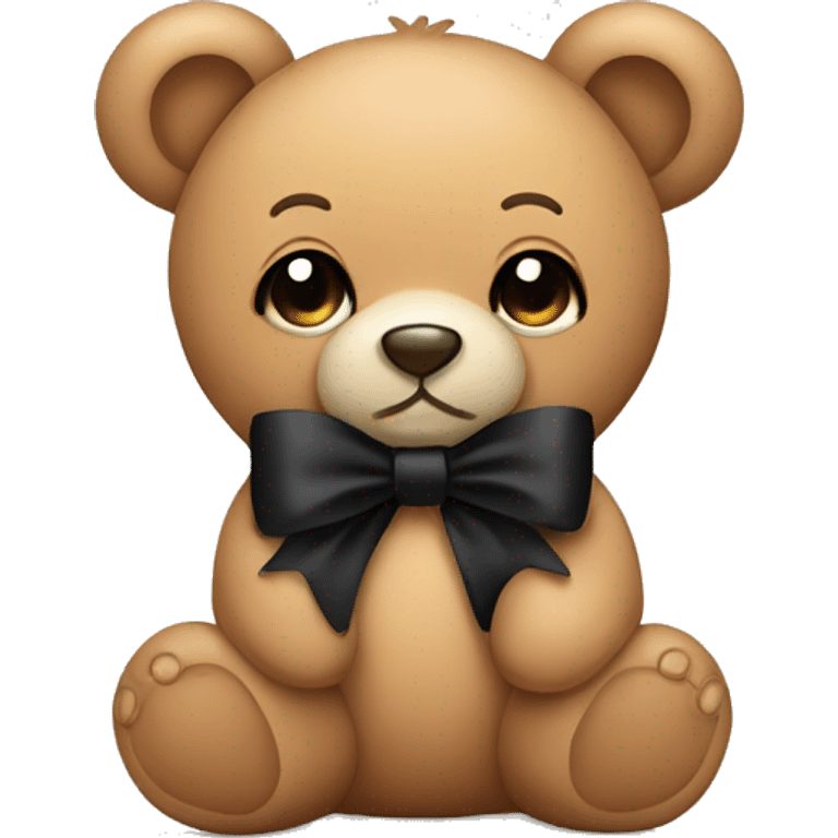 Cute teddy bear with black bow emoji