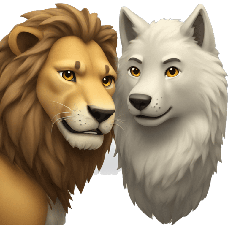 Lion and wolf friend emoji