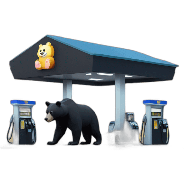 Lowpoly black bear gas station emoji