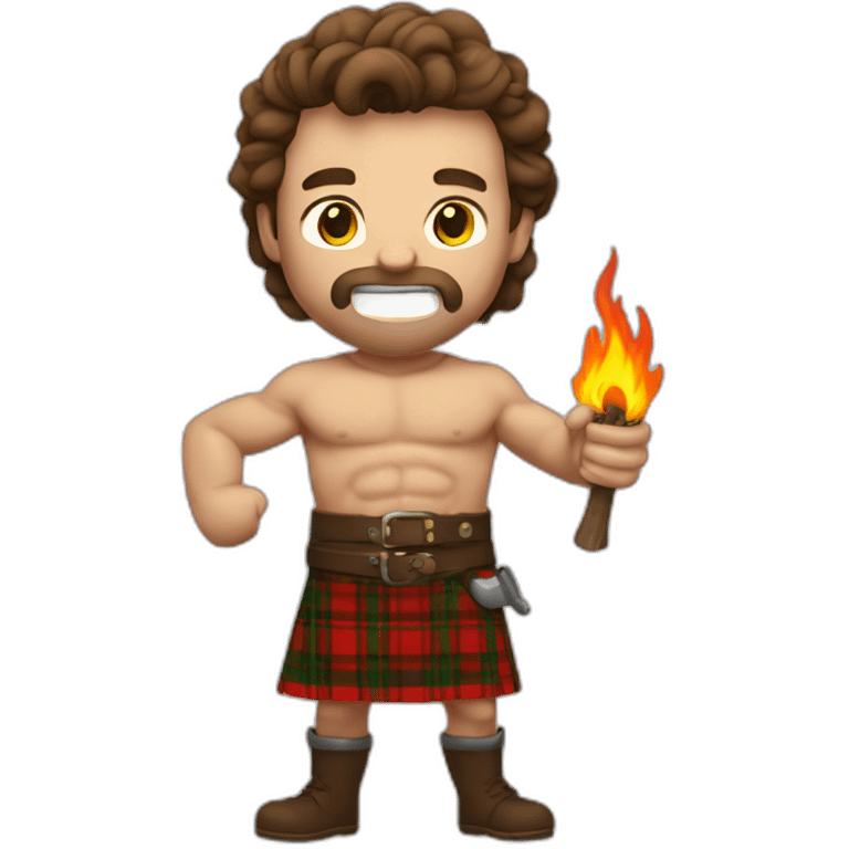 monty starting fire wearing a kilt flexed biceps brown haired emoji