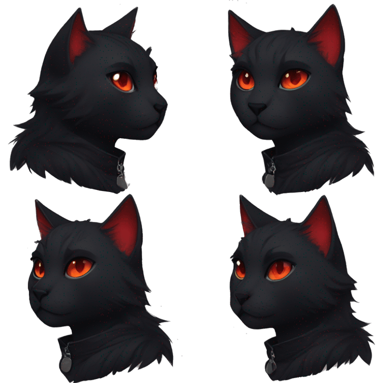 Anthro Edgy Cool Beautiful Black Cat-Fursona with Emo Hair-bangs with Red Streaks emoji