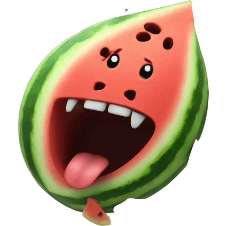 Screaming watermelon with a face emoji