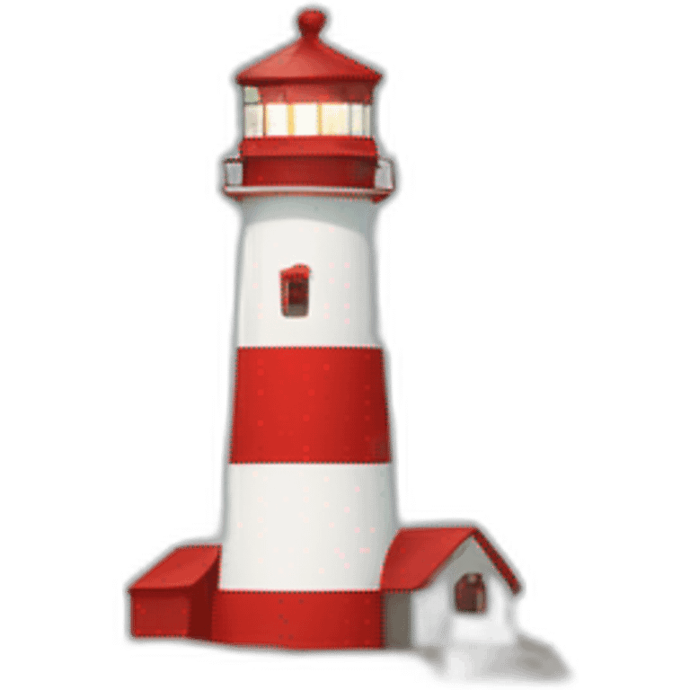 landscape, red and white lighthouse in the sea emoji