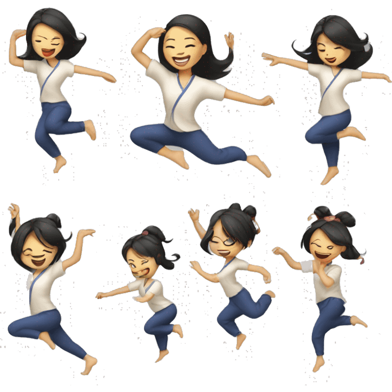 Nine dancing asian girls emoji