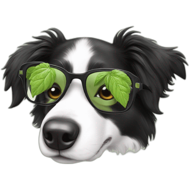 puppy border collie with glasses sniffing mojito emoji