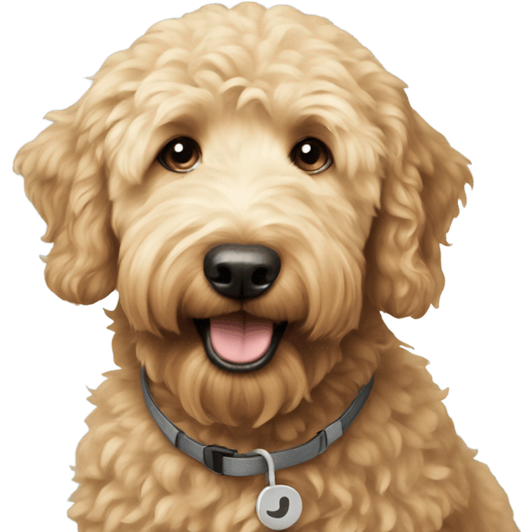 Golden doodle on a walk emoji