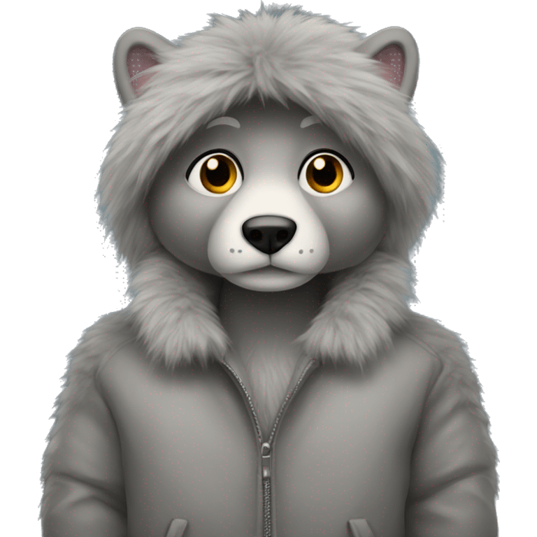 Grey fur jacket  emoji