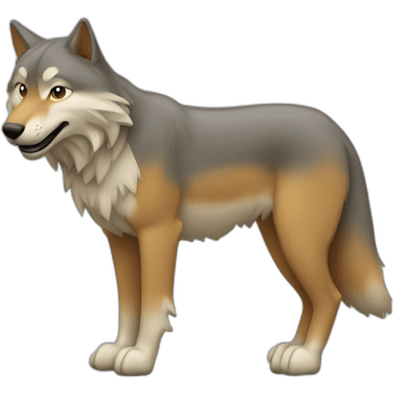 Un chat sur le dos d’un loup emoji