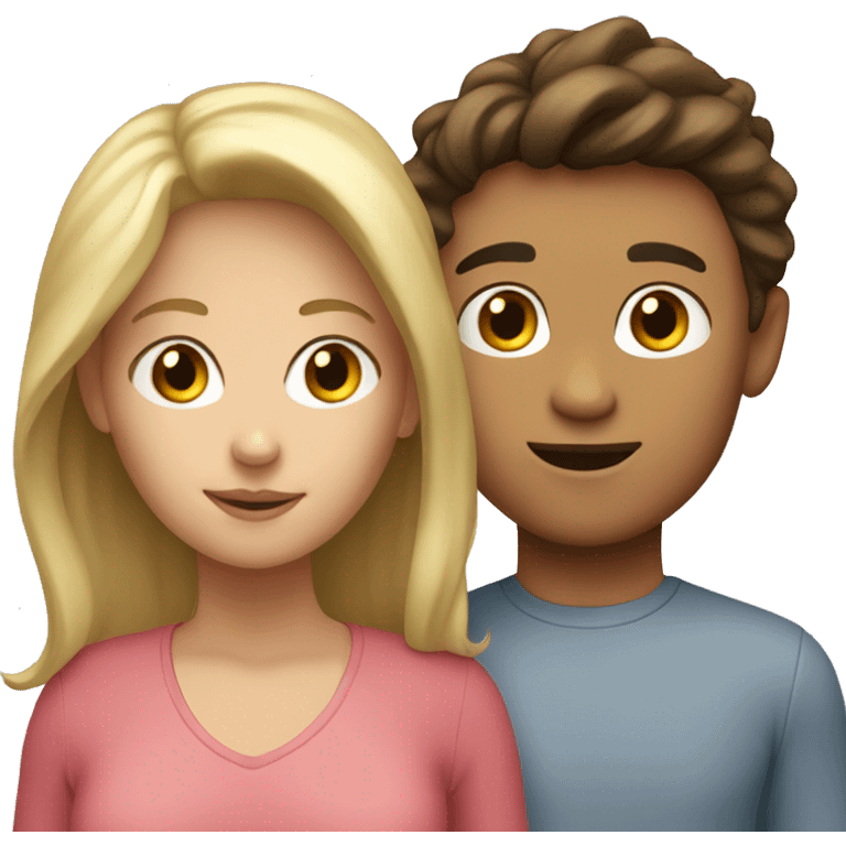 Brunette mom and blonde son emoji