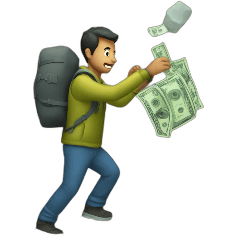 Extracting money from a big mountain emoji