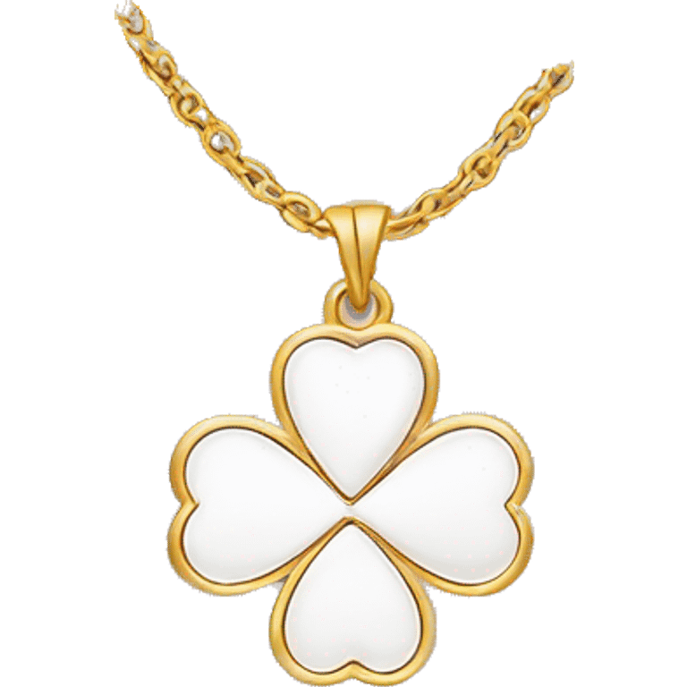 White and gold clover shaped necklace  emoji