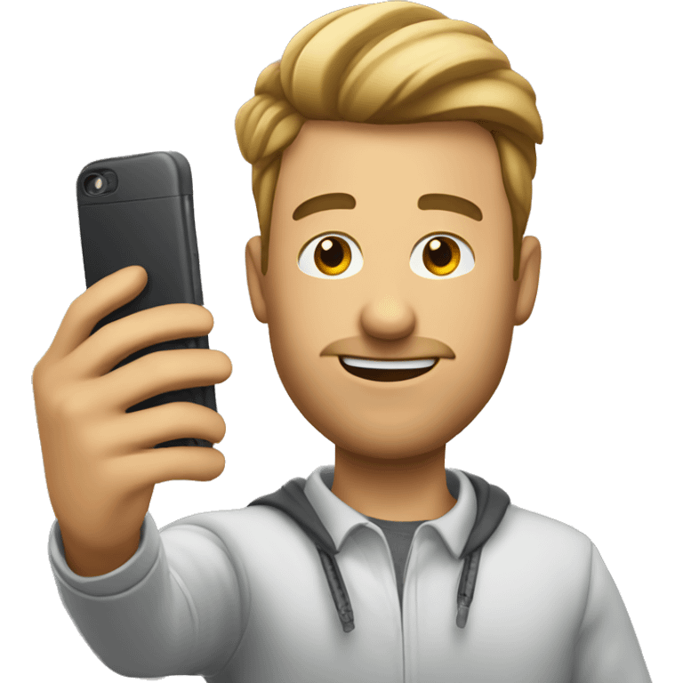 a man with a phone making selfie emoji