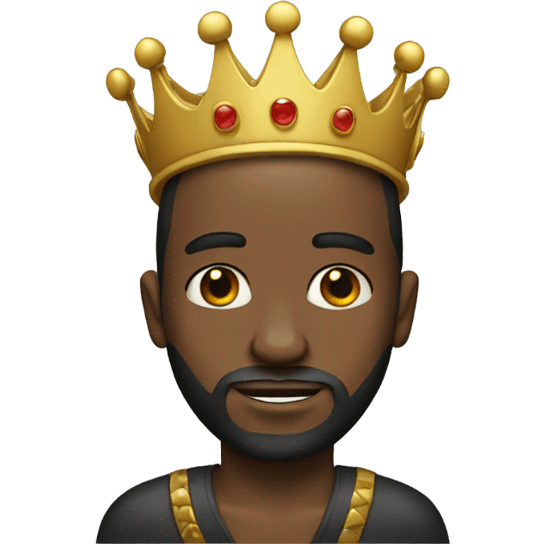 Black guy bald with a beard and a crown on his head emoji